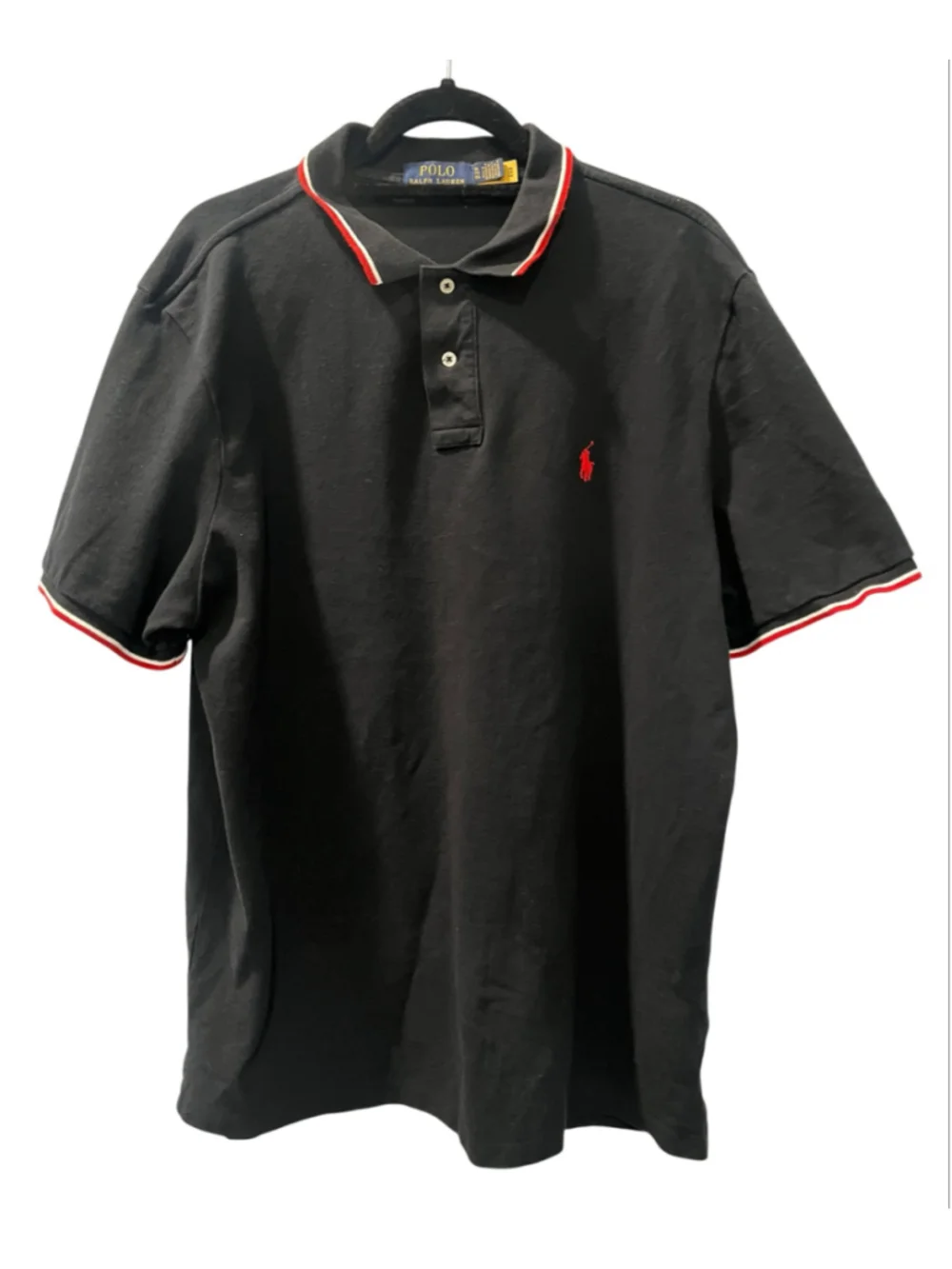 Polo Ralph Lauren Shirt Mens XL Black Mesh Tipped Collar Red Pony Classic Fit